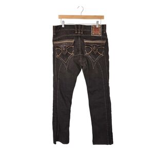 Vintage J Steger Jeans Men 34x32 Blue Denim Straight Leg 90s Y2K Veni Vidi‎ Vici